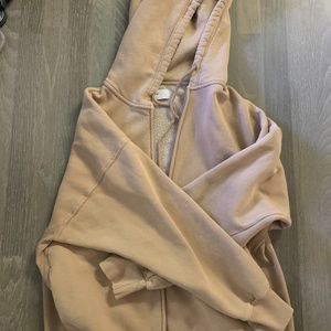 aritzia nude boyfriend zip up hoodie